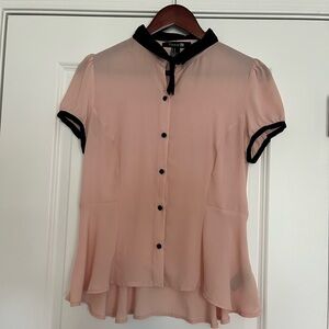 Y2K Forever 21 Blush Blouse with Black Trim